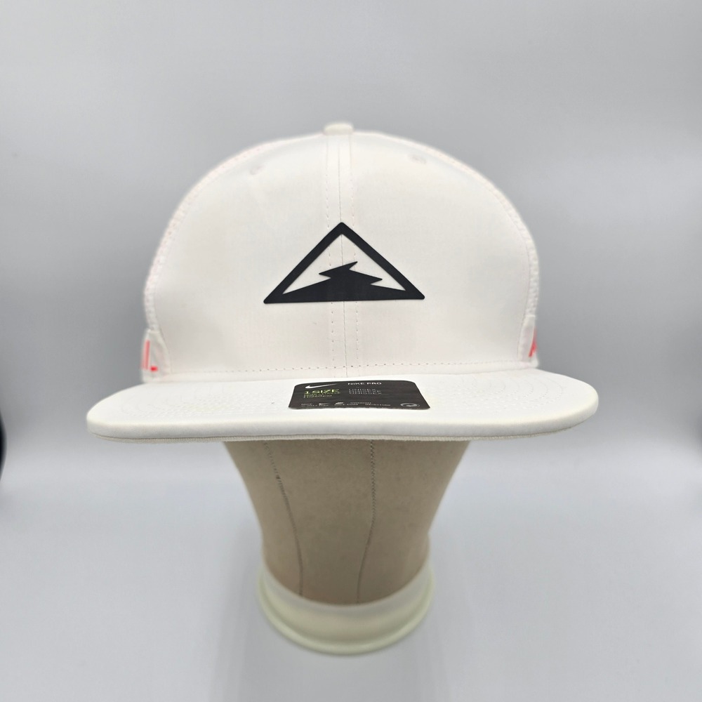 Nike Pro Trail Running Hat White Pink Mesh Flat Brim Snapback Cap OSFM Unisex